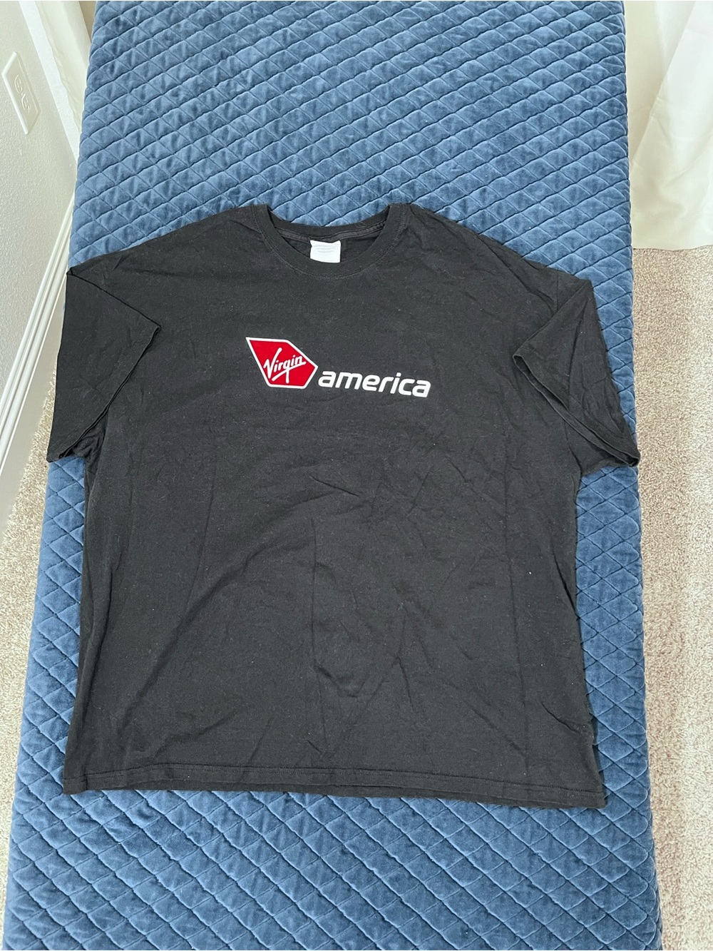 Black T-Shirt w/ Red & White Virgin America Logo - 100% Preshrunk Cotton - 2XL